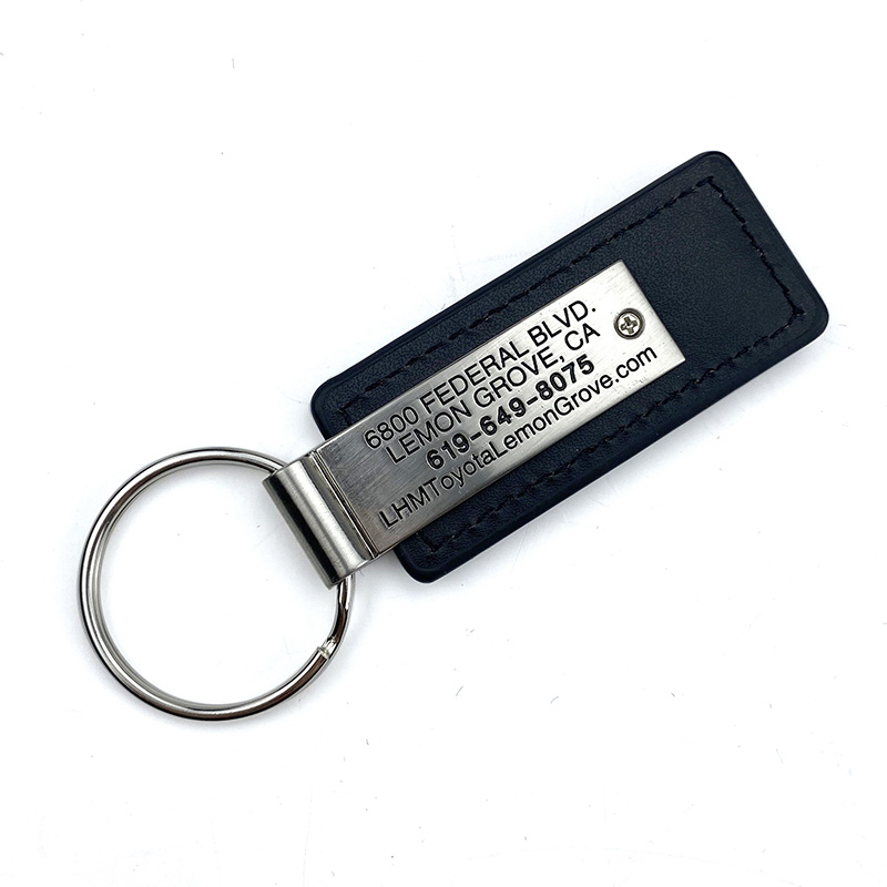Square Minimalistic Genuine Leather Keychain