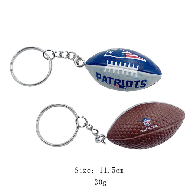 Rubber Rugby Ball Keychain For Keys