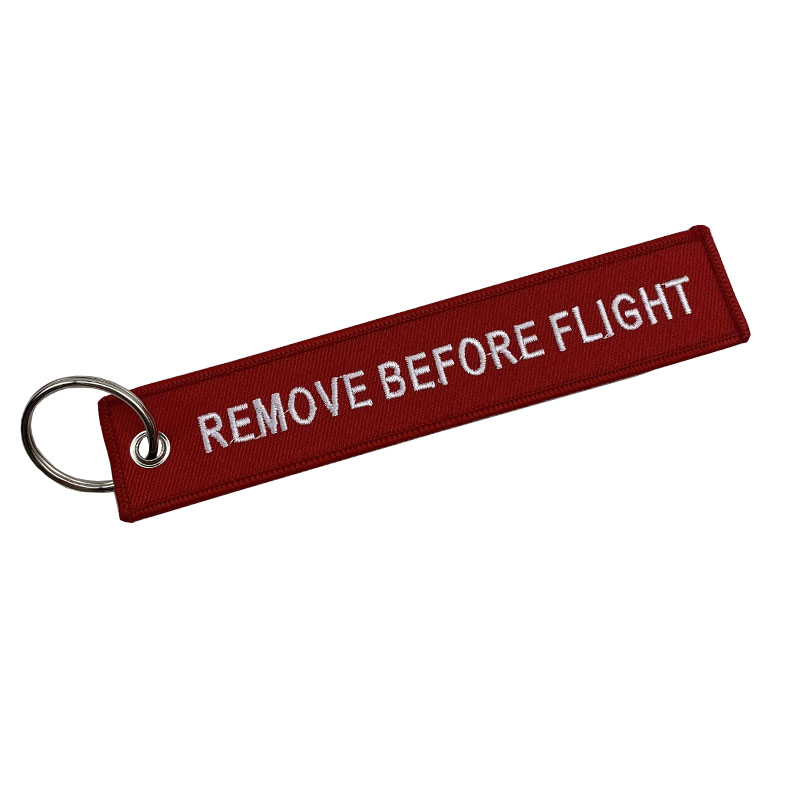Double Sided Remove before Flight Embroidery Keychain for Motorcycles Scooters