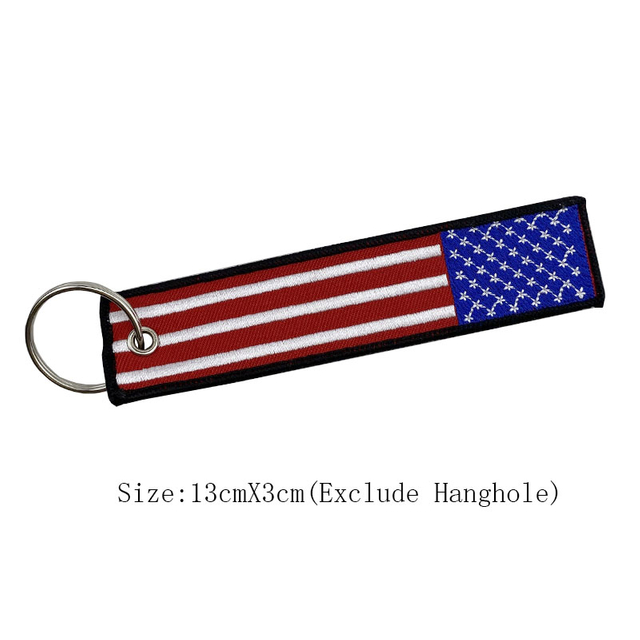 Custom USA Country Flag Logo Embroidery Keychain